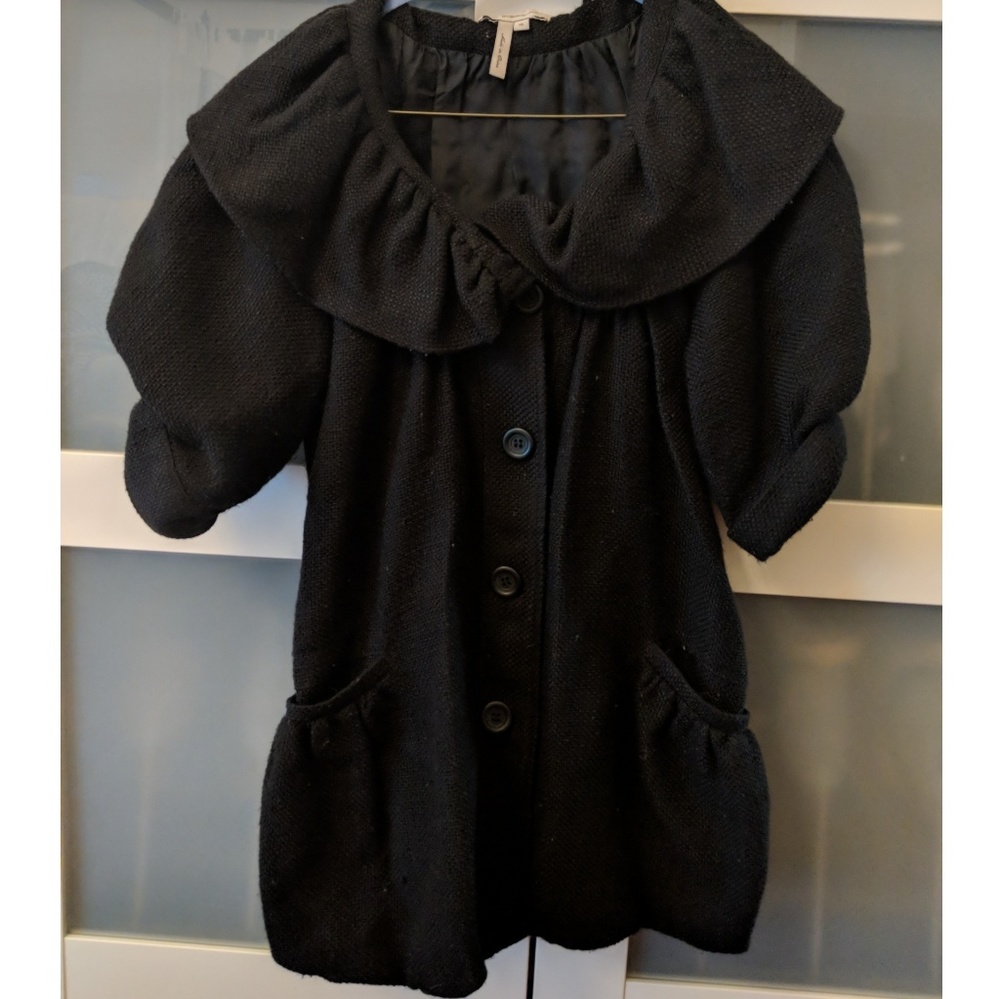 BCBG black short sleeve button up jacket